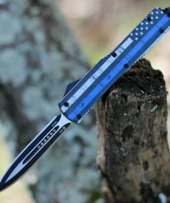 New 😍 Templar Knife Co. Templar Knife Slim OTF Back The Blue M-BTB-13-1, 3.5" 440C Black/Satin Dagger Blade, Aluminum Zinc Handle ✨