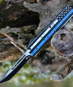 Flash Sale 🌟 Templar Knife Co. Templar Knife Slim OTF Back The Blue M-BTB-23-1, 3.5" 440C Black/Satin Tanto Blade, Aluminum Zinc Handle 👍