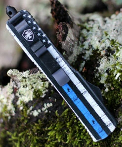 Flash Sale 🌟 Templar Knife Co. Templar Knife Slim OTF Back The Blue M-BTB-23-1, 3.5" 440C Black/Satin Tanto Blade, Aluminum Zinc Handle 👍 -Automatic Knives shop MBTB331.3 47140.1604071297