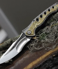 Deals 🔥 Maxace Knives Hive - Titanium / Gold Mokume (4.25" Satin) MCH03 ✔️