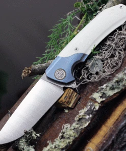 Hot Sale 💯 Maxace Knives Goliath 2.0 MGL204, 4.33" Bohler K110 Satin Plain Blade, White G-10 Handle w/Blue Bolster 🔔