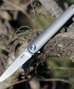 Deals ✔️ MKM - Maniago Knife Makers, Zieba Flame Flipper, FL01-TSW, 2.9" Stonewashed Drop Point Blade, Titanium Handle 🎉