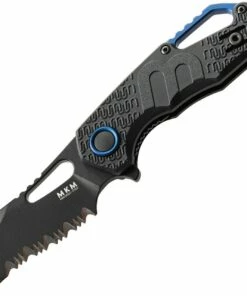 Coupon 🛒 MKM - Maniago Knife Makers Isonzo Black Coated Serrated Hawkbill Blade, Black FRN Handle, Blue Aluminium Spacer 👍