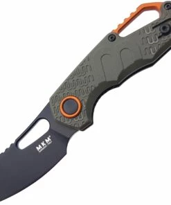 Promo 🛒 MKM - Maniago Knife Makers Isonzo Black Coated Cleaver Blade, OD Green FRN Handle, Orange Aluminium Spacer 👏