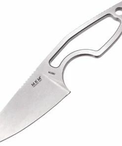 Cheapest 🎉 MKM - Maniago Knife Makers Mikro 2 Fixed Blade R02-N, 2" Bohler M390 Stonewashed Plain Blade, Gray Stainless Steel Handle ⌛