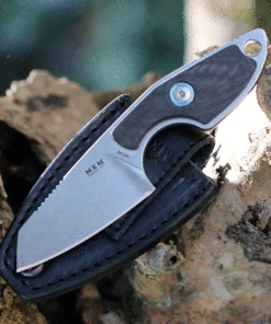 Cheap ✨ MKM - Maniago Knife Makers Mikro 2 Fixed Blade R02-CF, 2" Bohler M390 Stonewashed Plain Blade, Black Carbon Fiber Handle 🤩