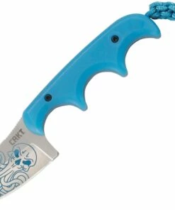 New ⌛ CRKT Minimalist Bowie Cthulhu, 2.13" 8Cr13MoV Satin Plain Blade, Blue Polypropylene Handle w/ Sheath 👏
