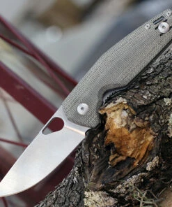 Discount 🎁 GiantMouse ACE Nimbus V2, 3.0" ELMAX Steel Satin Plain Blade, Green Canvas Micarta Handle 😍