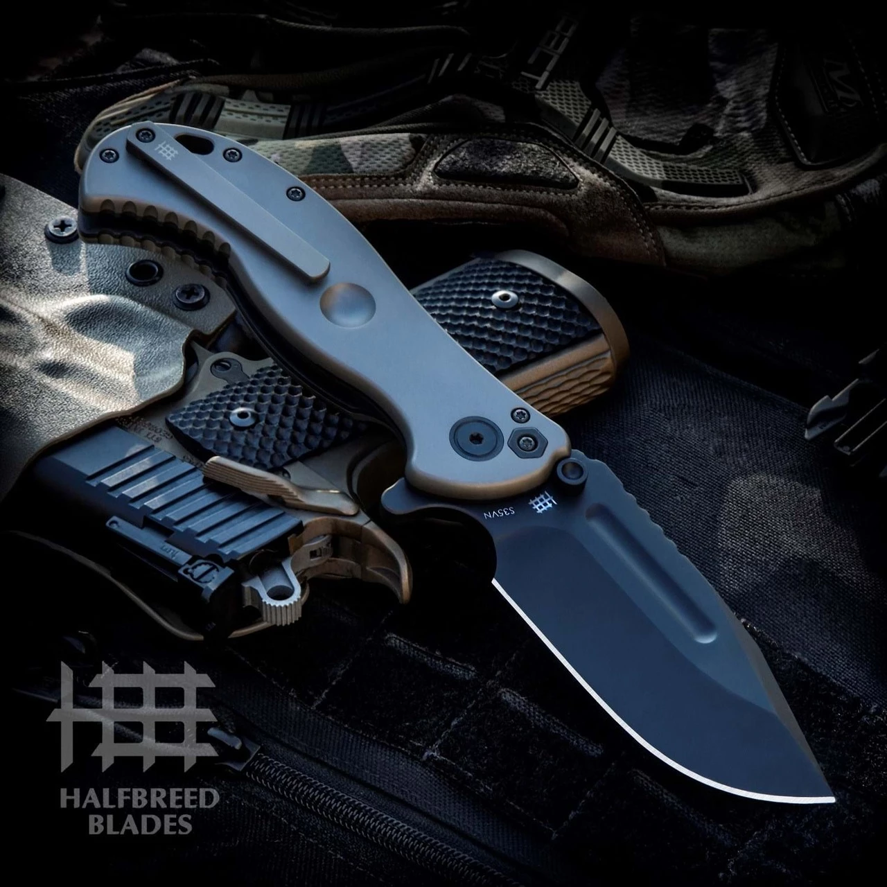 Wholesale ✨ Halfbreed Blades Halfbreed Large Bush Folder - Ranger Green Ti (4.13" S35VN Black) LBF-01OD 🧨 1 Wholesale ✨ Halfbreed Blades Halfbreed Large Bush Folder - Ranger Green Ti (4.13" S35VN Black) LBF-01OD 🧨