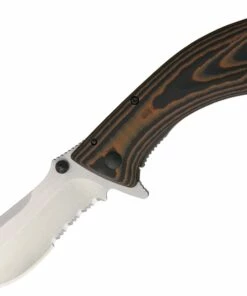 New ✨ Outdoor Edge CQ-35S Large Conquer Framelock Knife, 3.5" Drop Point Partially Serrated Blade, Black & Brown Handle 😀