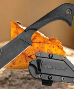 Hot Sale 🔔 Outdoor Edge LeHawk Black LHK-40C, 2.9" 8Cr14 Stainless Plain Blackstone Coating Blade, Rubberized TPR Handle 🛒