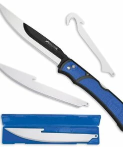 Budget 😀 Outdoor Edge Razorfin RFU-50, 5.0" Japanese 420J2 Stainless Fillet and Gutting Blades, Blue Grivory w/ Rubberized TPR Inserts Handle 👏