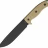 Wholesale 👏 Ontario Knife Co. Rat-7 Survival Fixed Blade Knife 8668, 7" Black 1095 High Carbon Drop Point Blade, Tan Micarta Handle w/Black Nylon Sheath 🤩