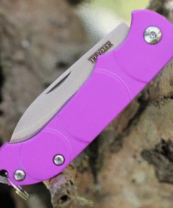 Outlet ✔️ Ontario Knife Co. Traveler 8901PUR, 2.25" Stainless Steel Satin Plain Blade, Purple Plastic Handle ✔️ -Automatic Knives shop ON8901PUR.2 70497.1626899920
