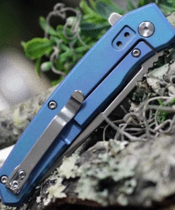 Wholesale ⭐ Ontario Knife Co. Ti 22 Ultrablue 9800, 3.03" Satin Stainless Steel Tanto Blade, Blue Iridescent Titanium Handle 🌟 -Automatic Knives shop ON9800.2 50336.1621450303