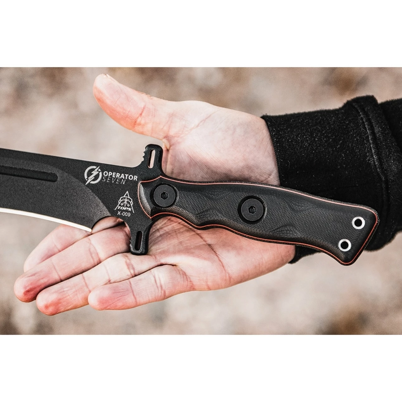 Brand new ✔️ Tops Knives Operator 7 Blackout Edition TPOP702, 7.25" Black 1075HC Plain Blade, Black Canvas Micarta/ G10 Handle 🧨 3 Brand new ✔️ Tops Knives Operator 7 Blackout Edition TPOP702, 7.25" Black 1075HC Plain Blade, Black Canvas Micarta/ G10 Handle 🧨 - Image 3