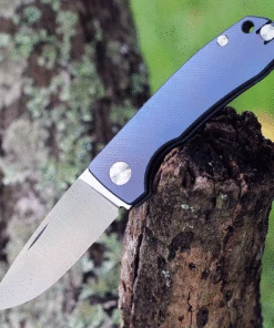 Discount 👏 PMP Knives & Maxace Harmony PMP005, 3" Satin Bohler M390 Drop Point Blade, Blue Titanium Handles 🛒