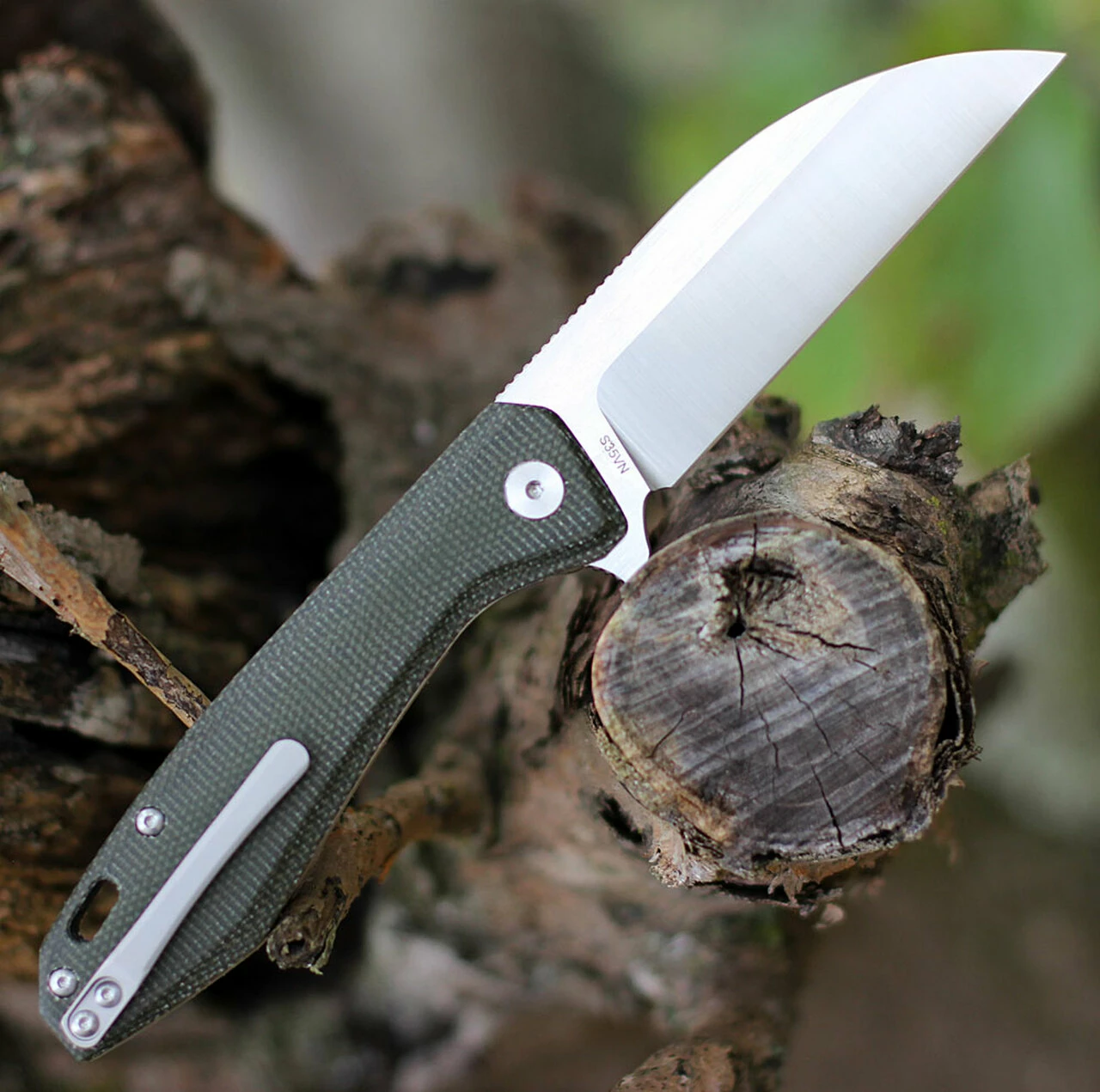 Coupon ๐ QSP Knife QSP Pelican Linerlock QS118-E2, 3.625" CPM S35VN Satin Wharncliffe Blade, Green Linen Micarta Handle ๐งจ 2 Coupon ๐ QSP Knife QSP Pelican Linerlock QS118-E2, 3.625" CPM S35VN Satin Wharncliffe Blade, Green Linen Micarta Handle ๐งจ - Image 2