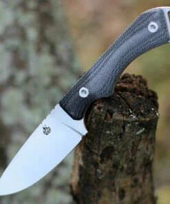 Flash Sale 🎁 QSP Knife Workaholic Fixed Blade QS124B, 3.5" Bohler N690 Satin Plain Blade, Black Linen Micarta Handle 🎉