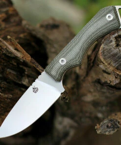 Hot Sale ❤️ QSP Knife Workaholic Fixed Blade QS124D, 3.5" Bohler N690 Satin Plain Blade, Green Linen Micarta Handle ✔️