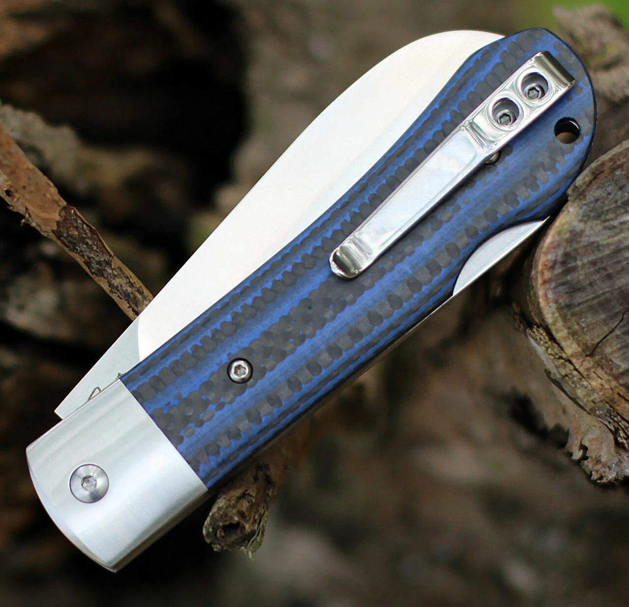 Top 10 👏 QSP Knife Worker Lockback QS128D, 3.5" Bohler N690 Satin Sheepsfoot Blade, Blue G10 & Carbon Fiber Handle 👍 4 Top 10 👏 QSP Knife Worker Lockback QS128D, 3.5" Bohler N690 Satin Sheepsfoot Blade, Blue G10 & Carbon Fiber Handle 👍 - Image 4