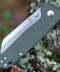 Hot Sale 😍 QSP Knife Penguin Linerlock QS130-C, 3" D2 Satin Sheepsfoot Plain Blade, Green Linen Micarta Handle 🔥 -Automatic Knives shop QS130C.2 47414.1622317442