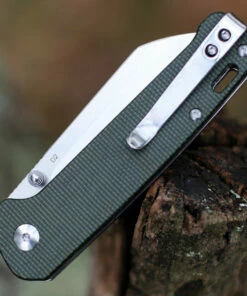 Hot Sale 😍 QSP Knife Penguin Linerlock QS130-C, 3" D2 Satin Sheepsfoot Plain Blade, Green Linen Micarta Handle 🔥 -Automatic Knives shop QS130C.3 92887.1622317442