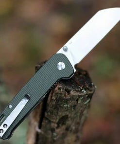 Hot Sale 😍 QSP Knife Penguin Linerlock QS130-C, 3" D2 Satin Sheepsfoot Plain Blade, Green Linen Micarta Handle 🔥 -Automatic Knives shop QS130C 46636.1622317442