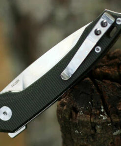 Hot Sale 💯 QSP Knife Leopard Linerlock CF QS135-C, 3.0" Sandvik 14C28N Satin Plain Blade, Green Linen Micarta Handle 👏 -Automatic Knives shop QS135C.3 99109.1603915904