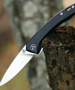 Wholesale 👍 QSP Knife Leopard Linerlock CF QS135-A, 3.0" Sandvik 14C28N Satin Plain Blade, Carbon fiber overlay G10 🛒