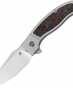 Best Pirce 🛒 QSP Knife Legatus Frame Lock Flipper QS136-B, 3.50" Bohler M390 Drop Point Plain Blade, Titanium Handle with Red G-10 & Carbon Fiber Inlay 🎁
