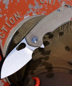 Coupon 🔔 GiantMouse ACE Riv Flipper Elmax Stonewashed Blade Green Canvas Micarta 💯