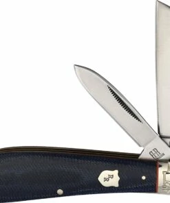 Outlet 🎁 Rough Ryder Half Hawk Blue Jean - Blue Micarta w/ Orange (2.8" 440 Satin) RR2346 🌟