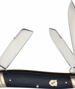 Budget 🔔 Rough Ryder Stockman Blue Jean - Blue Micarta w/ Orange (3.6" 440 Satin) RR2355 🌟