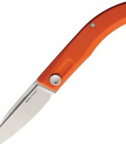Budget 🔔 Real Steel Stella Folding Knife 7052, 2.95" VG-10 Stonewashed Plain Blade, Orange G-10 Handle 🌟