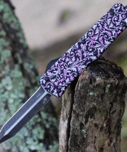 Best Sale 😍 Templar Knife Co. Templar Premium Lightweight Small OTF -Alum. Pink Fleur (3" D2 Blk Dagger) SA-PKF-12-1 ✨