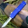 Best deal ⌛ CobraTec Blue FS-X OTF Knife CTKSBLUFS-XSTS, 2.75" D2 STeel Serrated Tanto Blade, Blue Aluminum Handle 💯
