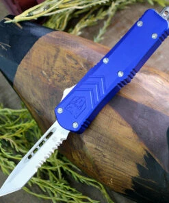 Best deal ⌛ CobraTec Blue FS-X OTF Knife CTKSBLUFS-XSTS, 2.75" D2 STeel Serrated Tanto Blade, Blue Aluminum Handle 💯