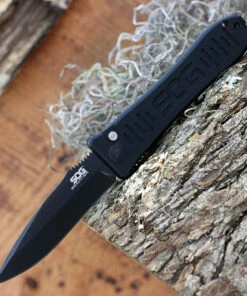 Cheap 🧨 SOG Spec Elite I Auto SE-52, 3.5" Drop Point Black Blade, Black Aluminum Handle ✨