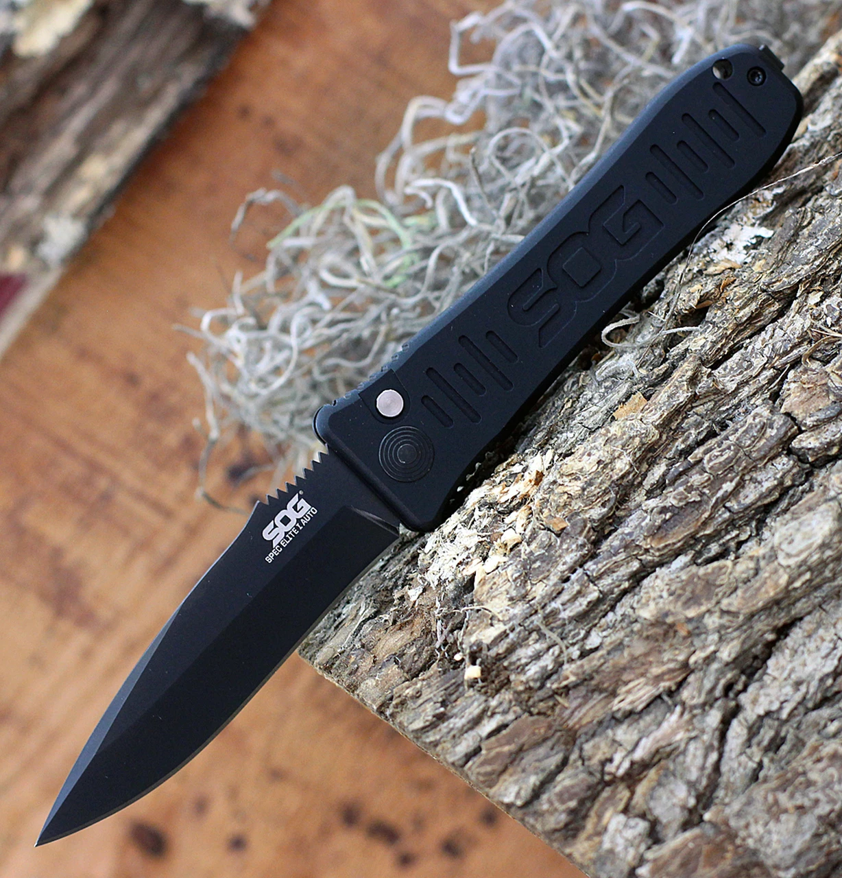 Cheap 🧨 SOG Spec Elite I Auto SE-52, 3.5" Drop Point Black Blade, Black Aluminum Handle ✨ 1 Cheap 🧨 SOG Spec Elite I Auto SE-52, 3.5" Drop Point Black Blade, Black Aluminum Handle ✨