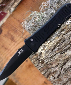 Hot Sale 😀 SOG Spec Elite II Auto SE-62, 4.0" Drop Point Black Blade, Black Aluminum Handle ✔️