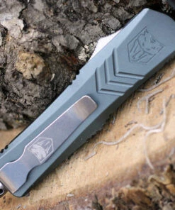 Budget 😍 CobraTec Gray FS-X OTF Knife CTKSGRYFS-XSDS, 2.75" D2 Steel Drop Point Part Serrated Blade, Gray Aluminum Handle 🔔 -Automatic Knives shop SGYFS XSDS.2 55337.1611264985