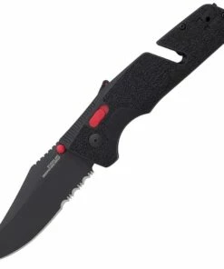 Budget 😀 SOG 11120257 Trident MK3 AT-XR 3.75" D2 Black Combo Edge, Red and Black GRN Handles ✔️
