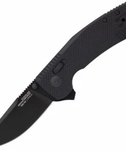 Cheap 🔔 SOG SOG-Tac XR Folding Knife 12-38-01-57, 3.39" D2 Black Drop Point Plain Blade, Black G-10 Handle 🎉