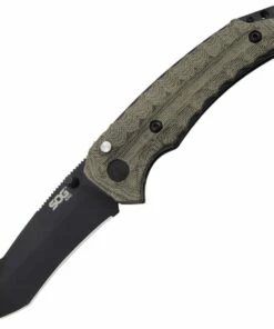Cheapest 💯 SOG Kiku Assisted Folding Knife KU-3004, 3.5" CPM-S35 TiNi Plain Blade, Green Linen Micarta Handle ✔️