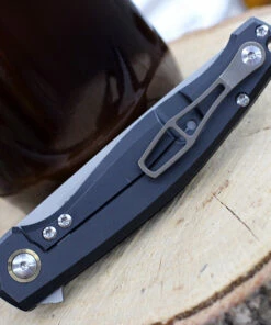 Promo 👏 GiantMouse ACE Sonoma Frame Lock Knife, 3.3" Stonewash M390 Drop Point Blade, Black PVD Titanium Handle 😍 -Automatic Knives shop SONOMA TI PVD.3 13128.1611763160