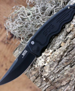 Flash Sale ❤️ SOG-TAC Mini Auto ST-11, 3.0" AUS-8 Clip Point Black Plain Blade, Black Aluminum Handle 🎉