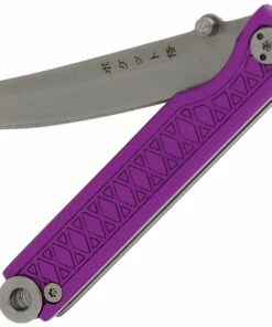 New ✔️ StatGear Pocket Samurai Folding Knife STAT105, 2.1" 44OC Satin Plain Blade, Purple Aluminum Handle 🤩
