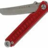 Flash Sale ✔️ StatGear Pocket Samurai Folding Knife STAT106, 2.1" 44OC Satin Plain Blade, Red Aluminum Handle 👏