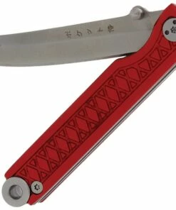 Flash Sale ✔️ StatGear Pocket Samurai Folding Knife STAT106, 2.1" 44OC Satin Plain Blade, Red Aluminum Handle 👏